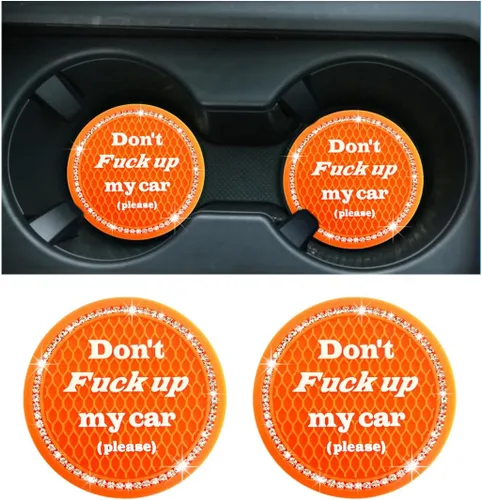 Vista 16 de 2 piezas posavasos brillantes para coche, 2.75 pulgadas insertos antideslizantes para portavasos, posavasos de cristal con diamantes de imitación
