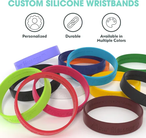 Vista 6 de Pulseras de silicona personalizadas de Reminderband, pulseras de silicona personalizadas, pulseras personalizables, pulseras personalizadas de goma