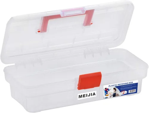 Vista 2 de MEIJIA Caja de almacenamiento portátil de herramientas, organizadores con pestillos plegables (negro y naranja) (12 x 5.9 x 3.94 pulgadas)