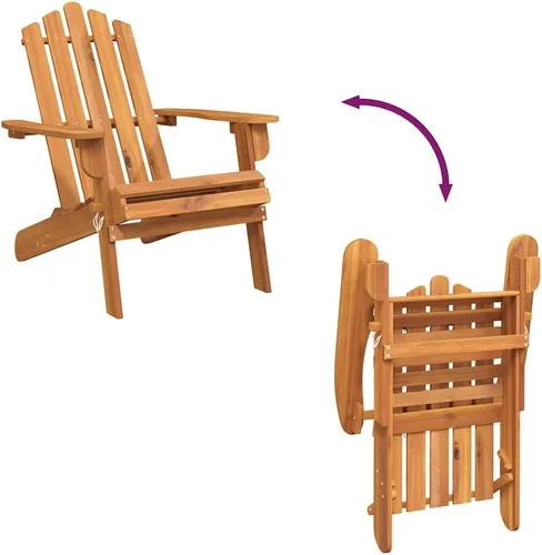 Vista 8 de Garden Chair Set of 2, Natural Solid Acacia Wood, Foldable Adirondack Design, Weather Resistant Outdoor Seating for Front Porch Furniture