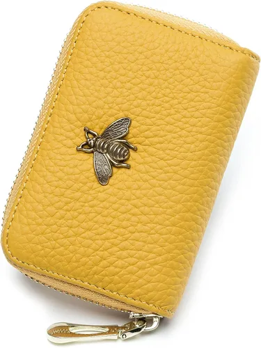 Vista 39 de imeetu Soporte para tarjetas de crédito RFID, cartera pequeña de cuero con cremallera para mujer