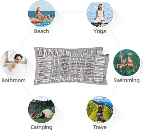 Vista 6 de Toalla de playa con nombre personalizado para adultos, niños, toalla de playa súper suave de secado rápido para niñas y niños, toalla de playa
