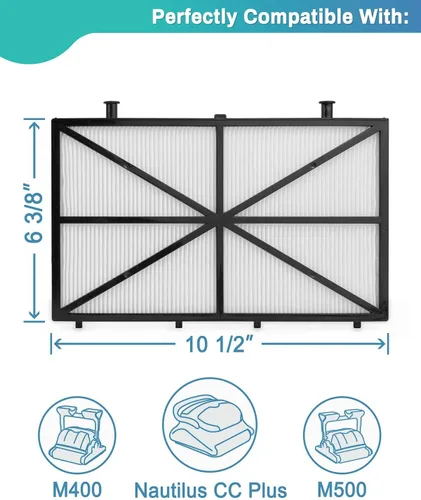 Vista 5 de 9991432R4 Filtro limpiador de piscina compatible con Dolphin m400, m500, Nautilus CC Plus, paquete de 4 filtros ultrafinos de repuesto robótico