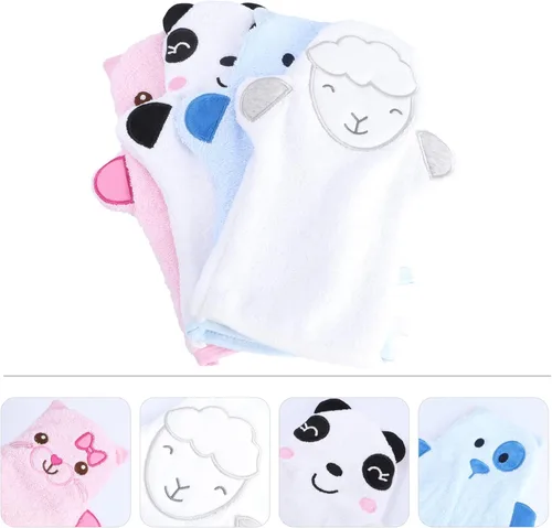 Vista 6 de FRCOLOR Guantes de baño para bebés, guantes de baño para bebés, esponja de baño para niños, toallas de baño para bebés, esponja de baño para bebés