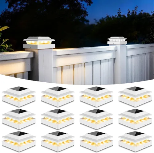 Vista 10 de Luces solares para postes de madera y vinilo de 4 x 4, paquete de 2 Negro