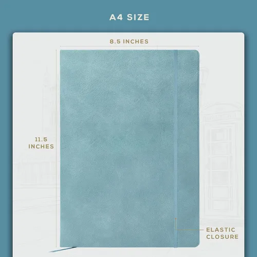 Vista 4 de BEECHMORE BOOKS Cuaderno de diario rayado, tamaño A4 de 8.5 x 11.5 pulgadas, 160 páginas rayadas, diarios de cuero de tapa dura para mujeres
