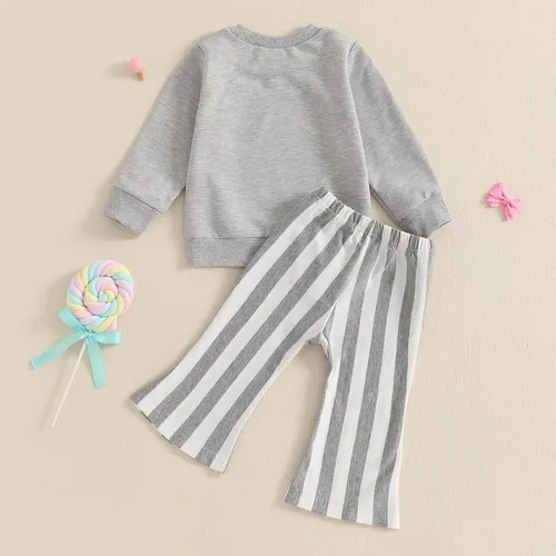 Vista 39 de Kaipiclos Ropa occidental para bebé niña, con lindo estampado con volantes, manga larga, pantalones para otoño e invierno, trajes de vaquera