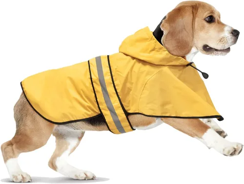 Vista 10 de Impermeables para Perros - Impermeables con Capucha para Perros, Chaqueta de Lluvia Reflectante Ajustable para Perros, Chaqueta de Lluvia Resistente