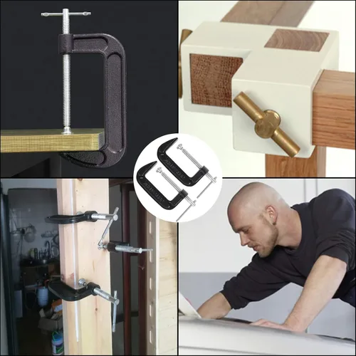 Vista 7 de 6 abrazaderas C de 4 pulgadas de acero resistente C - Juego de abrazaderas C de resistencia industrial para carpintería, soldadura, construcción