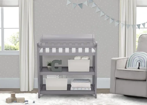 Vista 2 de Mesa para cambiar pañales Delta Children Eclipse con cambiador, gris