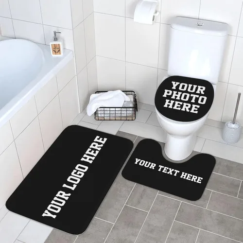 Vista 8 de Juego de 3 alfombras de baño personalizadas, diseño de tu foto, logotipo, texto, antideslizante, juego de alfombras de baño de 24 x 16 pulgadas
