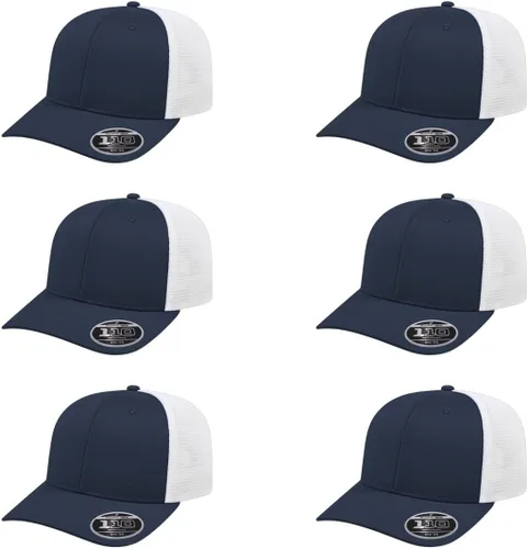 Vista 53 de Cap America i8502 Flexfit 110 Premium - Gorra de camionero de perfil medio con 6 paneles de malla trasera con protección UV y cierre ajustable