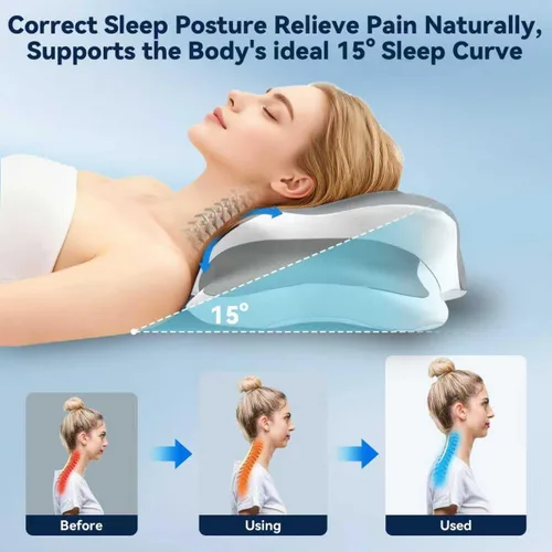 Vista 3 de Almohada de apnea del sueño con alivio del dolor de cuello y ronquidos, almohada cervical ortopédica, almohada ergonómica de espuma viscoelástica
