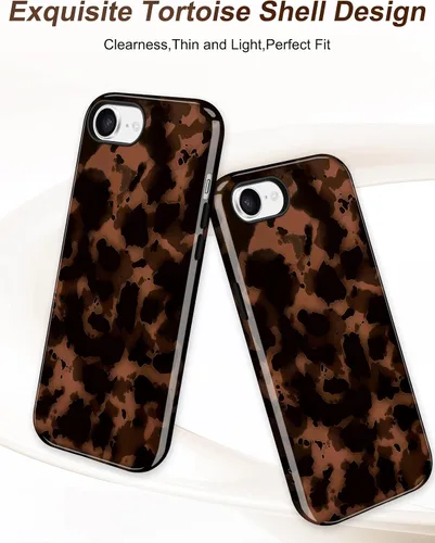 Vista 444 de Jusy Funda compatible con MagSafe con estampado de caparazón de tortuga marrón para iPhone 7/8/SE, cubierta protectora de TPU suave magnética