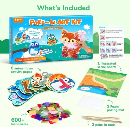 Vista 4 de JoyCat Kit de arte Poke, kit de manualidades de animales 3D con tablas de Animal World