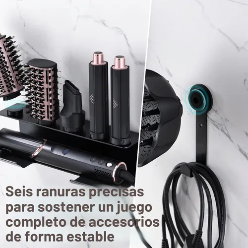 Vista 6 de Affogato Soporte para secador de pelo compatible con Shark FlexStyle, organizador de montaje en pared para accesorios Shark Flex