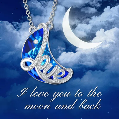 Vista 6 de ROMANTIC WORK Valentine's Day Sterling Silver Necklace MoonSisterMotherLotus FlowerKoala BearDeerSnakeNurse Locket Pendant Jewelry Brithday Mother