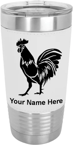 Vista 22 de LaserGram Vaso aislado al vacío de 20 onzas, gallo, grabado personalizado incluido (piel sintética, estilo béisbol)
