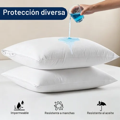 Vista 2 de SheRest Juego de 4 protectores de almohada ultra suaves impermeables de tamaño estándar, fundas transpirables y silenciosas con cremallera, fundas a