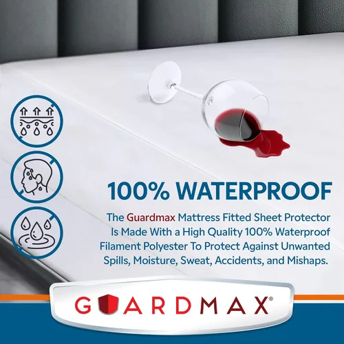 Vista 11 de Guardmax Jersey Knitted Cot Size Mattress Protector - Waterproof & Dust Mite Proof Mattress Cover with Stretchable Pockets - Soft, Comfortable, &