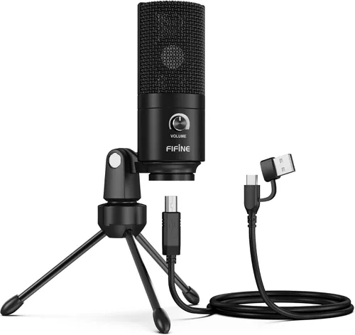 Vista 9 de FIFINE Micrófono USB, Micrófono de condensador de metal para grabar en MAC OS, Windows, Micrófono cardioide para laptop para grabar voces Negro