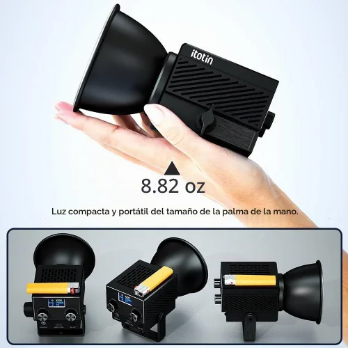 Vista 4 de Luz de video LED, luz de video bicolor de 60 W, mini luz de fotografía COB con control de 2.4G/APP, 2700K-7500K, CRI>96, TLCI>97, 8 efectos