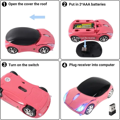 Vista 6 de elec Space Mouse inalámbrico, ratón inalámbrico de automóvil de 2.4 GHz, ratón inalámbrico óptico ergonómico 3D con receptor USB para PC, laptop