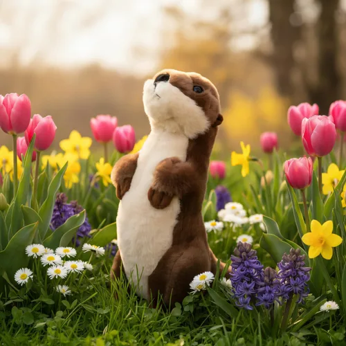 Vista 6 de Animal de peluche de nutria de río de The Petting Zoo de pie, regalos para niños, animales salvajes del zoológico, juguete de peluche de nutria