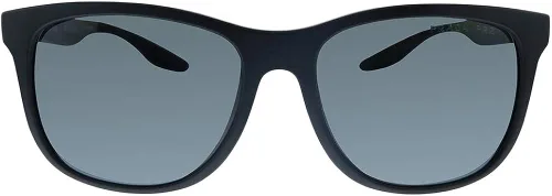 Vista 2 de Prada Linea Rossa PS 03OSF DG05Z1 - Gafas de sol cuadradas de plástico negro lente polarizada gris