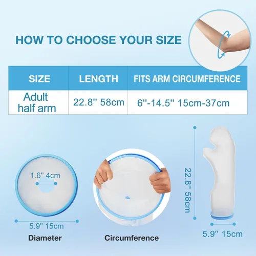 Vista 5 de Funda impermeable para brazo adulto, protector de brazo para ducha, funda de ducha para bolsa de fundición de brazo, cubierta de brazo para ducha