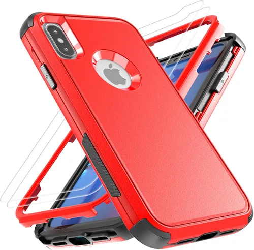 Vista 11 de YmhxcY Funda para iPhone X, iPhone Xs, a prueba de golpes, a prueba de caídas, a prueba de polvo, 3 capas, duradera, funda de teléfono de protección
