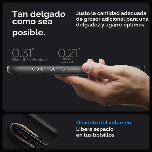 Vista 6 de Spigen Slim Armor CS - Funda diseñada para iPhone 15 Pro Max (2023) [protección de grado militar], color negro