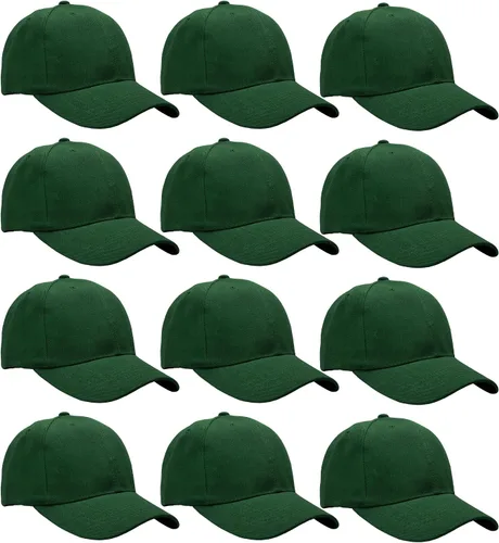 Vista 38 de Falari - 12 unidades de gorras de béisbol, lisas y de tamaño ajustable, venta al por mayor Verde militar