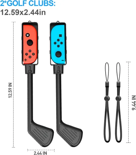 Vista 2 de INFURIDER Club de golf compatible con Nintendo Switch Mario Golf Super Rush, mango Joy-Con agarre de control para Switch Golf Gaming con correa