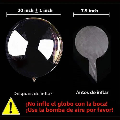 Vista 2 de 10 PAQUETES de Globos LED Bobo, Globos Transparentes con Luz LED, Globos de Burbujas Brillantes Estilo Helio con Luces de Cuerda para Decoraciones