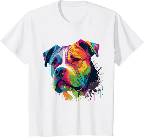 Vista 80 de Colorful American Bulldog American Bully Men Women T-Shirt Asphalt Grey