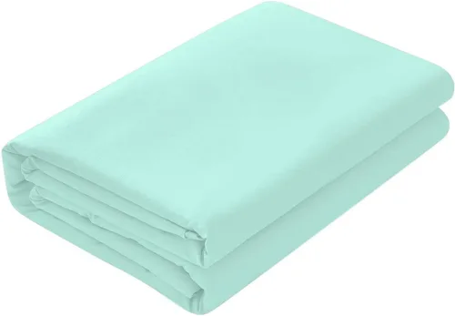 Vista 2 de Soft Aqua - Sábana encimera de tamaño individual 100% algodón satinado, 600 hilos, calidad de cama, sábana encimera, fresca y lisa, solo una sábana