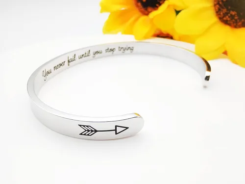 Vista 115 de Pulseras inspiradoras para mujer, joyería de acero inoxidable, con refranes, pulsera motivacional con mensaje oculto, pulseras grabadas para mejor