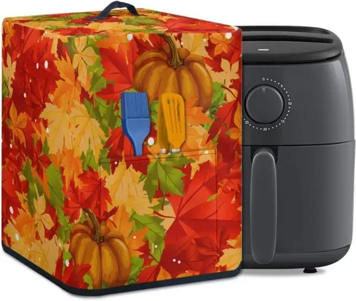 Vista 18 de Gomyblomy Funda para electrodomésticos pequeños con diseño de murciélagos, protector de freidora de aire lavable con tema de Halloween, protector