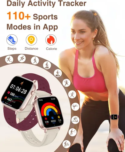 Vista 6 de Relojes inteligentes para mujer con llamadas Bluetooth, 4 bandas de 1.83 pulgadas, reloj de fitness para iPhone, Android, rastreador de actividad