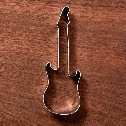 Vista 6 de LILIAO Cortador de galletas de guitarra eléctrica, cortador de fondant de galletas de rock and roll, 1.6 x 4.6 pulgadas, acero inoxidable