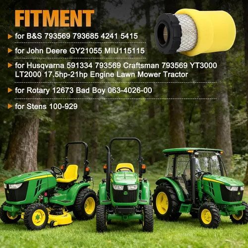Vista 4 de 793569 793685 Filtro de aire para B&S 4241 5415 John Deere GY21055 MIU11511 LA125 LA115 E110 D120 115 110 100 para Bad Boy 063-4026-00 con Paquete