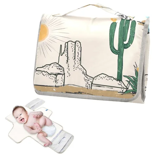 Vista 2 de Cambiador de pañales Western Desert Landscape Embrague de pañales portátil con almohada incorporada Cambiador de viaje para bebé con bolsillo