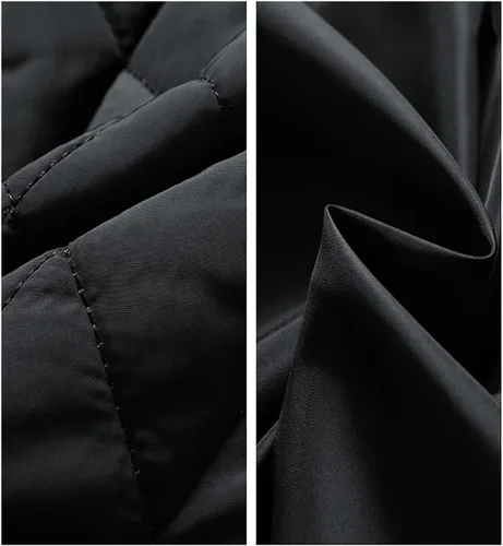 Vista 4 de Flygo Chaqueta bomber para hombre, abrigo acolchado de diamante cálido con bolsillos con cremallera