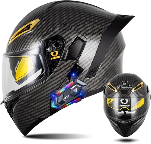 Vista 18 de Cascos de motocicleta modulares con Bluetooth de doble visera, aprobados por DOT FMVSS 218, casco de motocicleta abatible de cara completa