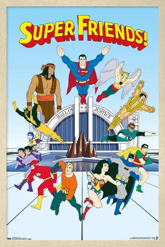 Vista 7 de Trends International DC Comics Super Friends - Póster de pared del equipo, 22.4 pulgadas de largo x 14.7 pulgadas, versión enmarcada de madera