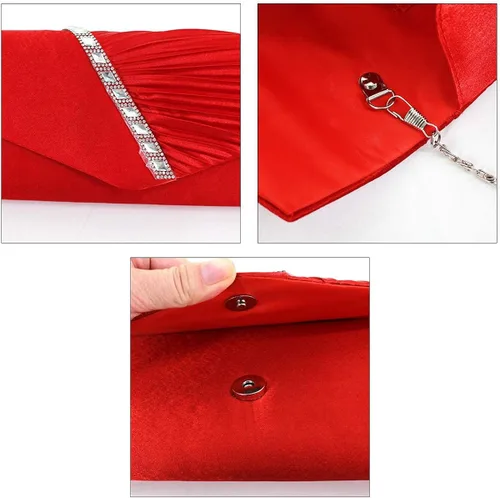 Vista 5 de Goclothod Bolso de mano de noche para mujer bolso cruzado de moda bolso de hombro con cadena