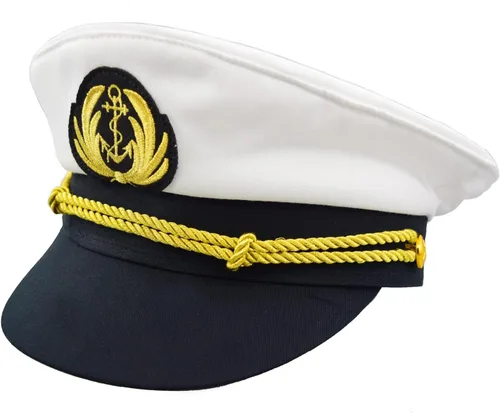 Vista 3 de Admiral Capitán Yacht Sombrero Snapback Oro Bordado Ancla Skippers Cap para Fiesta