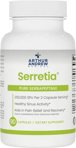 Vista 10 de Arthur Andrew Medical, Serretia, fórmula de serrapeptasa para apoyo muscular y sinusal, 30 cápsulas