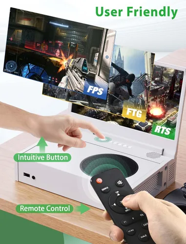 Vista 4 de DEPGI Monitor de juegos portátil 4K de 14 pulgadas con pantalla IPS para Xbox Series S (no incluido) con control remoto, monitor portátil con HDR10